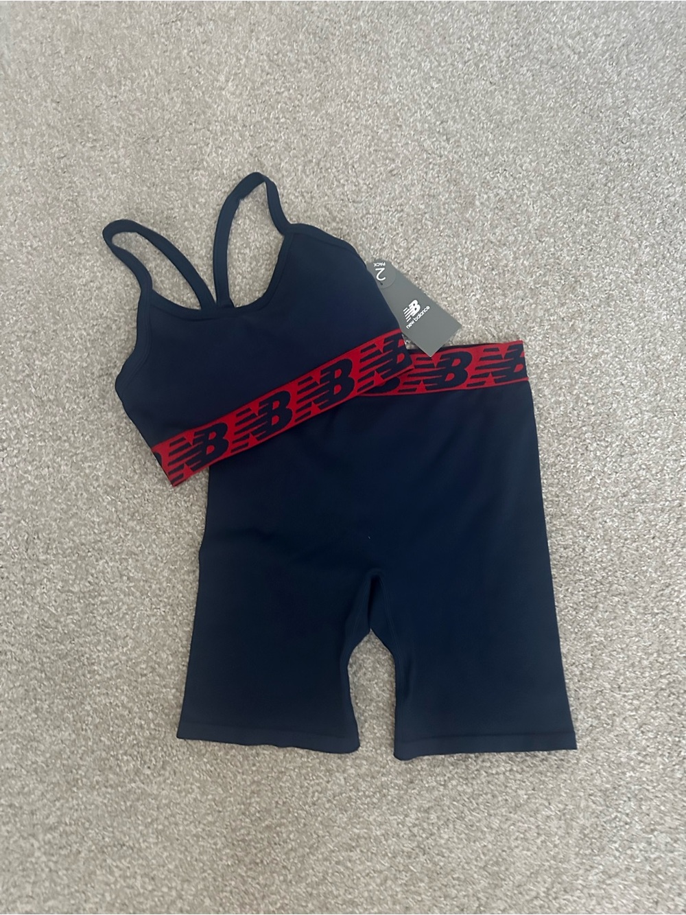 New Balance Navy Activewear Set with Red Accent Band